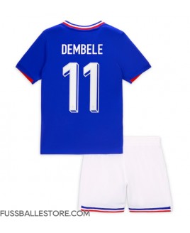 Günstige Frankreich Ousmane Dembele #11 Heimtrikotsatz Kinder EM 2024 Kurzarm (+ Kurze Hosen)